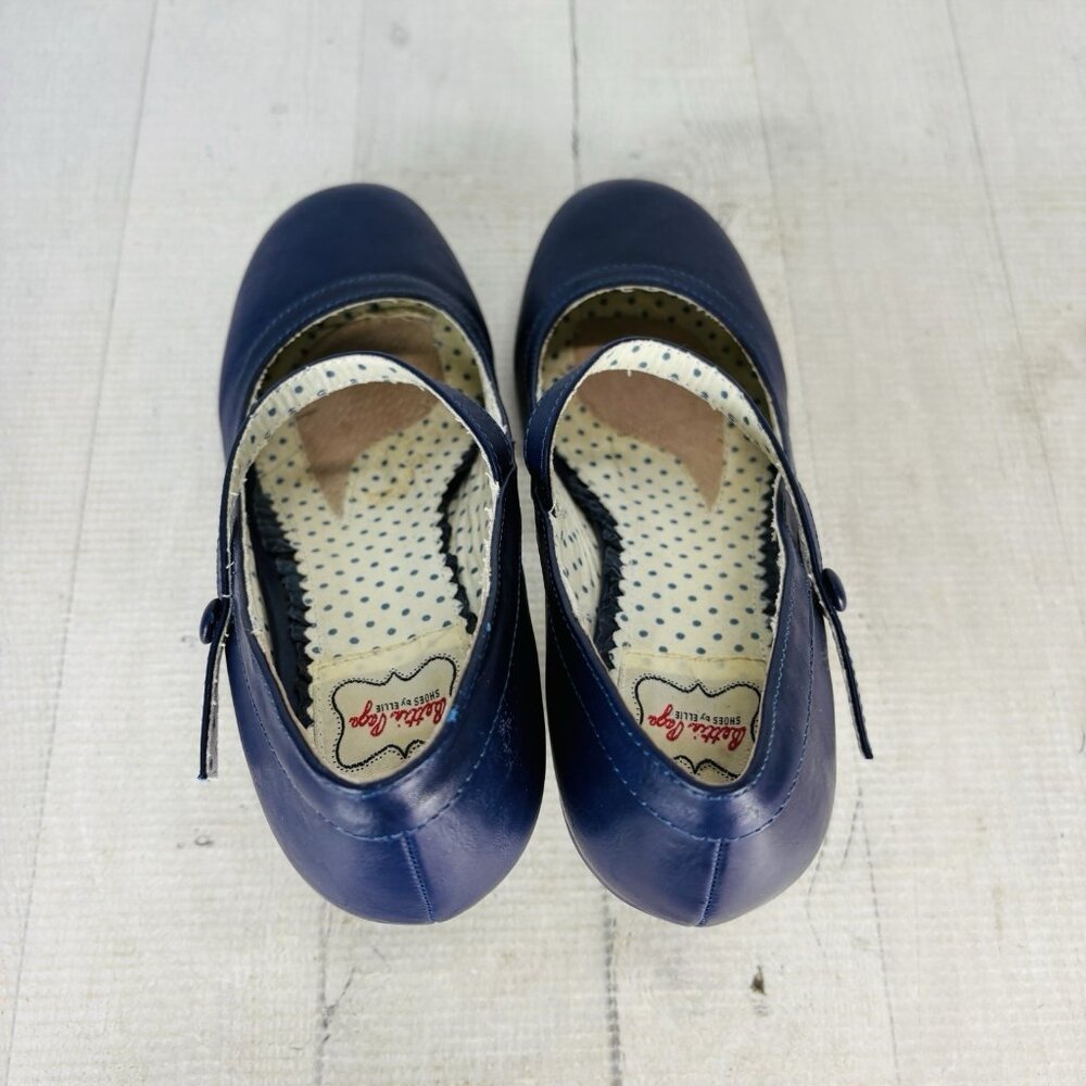 Bettie Page By Ellie BETTIE VINTAGE PUMP Deep Purple Retro Heel Mary Jane Size 8 - Picture 8 of 16